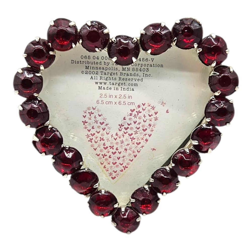 3 VTG Heart Shape Rhinestone Picture Frames Small Mini Red Pink Clear Y2K 2.5" - Picture 2 of 9